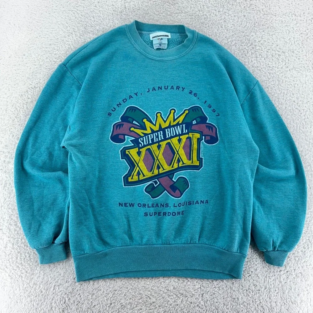 vtg 90s GREEN BAY PACKERS SUPER‎ BOWL XXXI CREWNECK SWEATSHIRT MEDIUM football